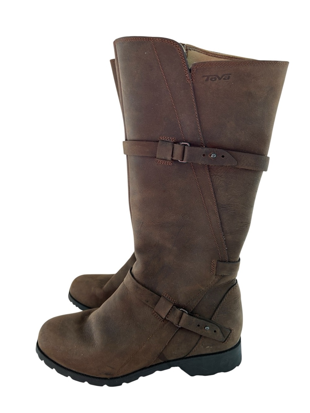 TEVA De La Vina Brown Tall Leather Waterproof Riding Boots 6.5